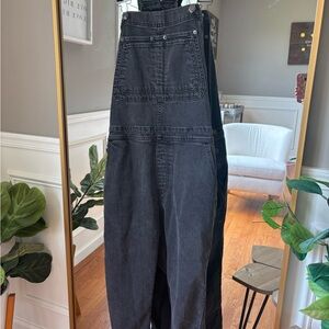 Washed Black Denim Overalls